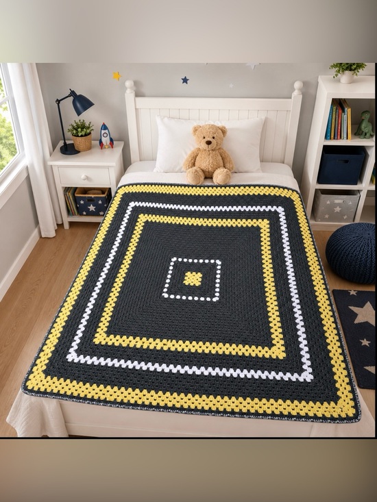 Hand Crafted Other - Granny Square Hand Crocheted Afghan Blanket Gorgeous